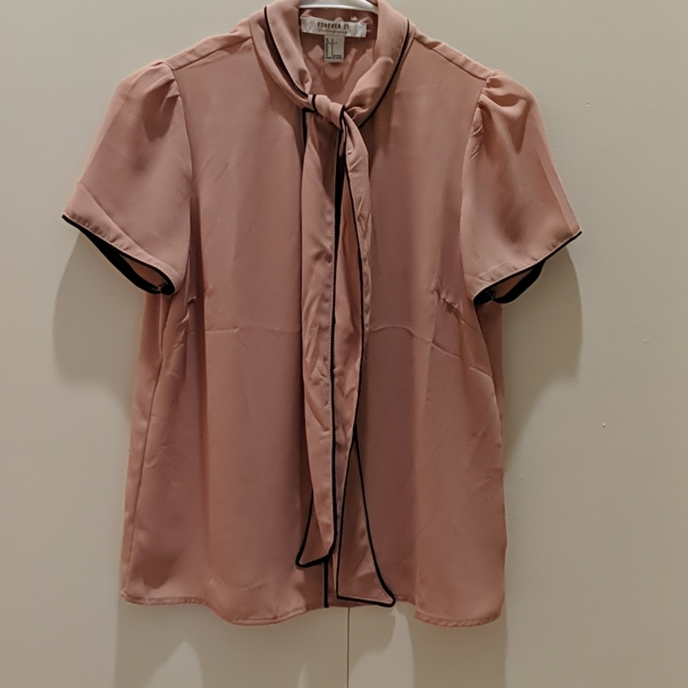 Forever 21 neck tie blouse